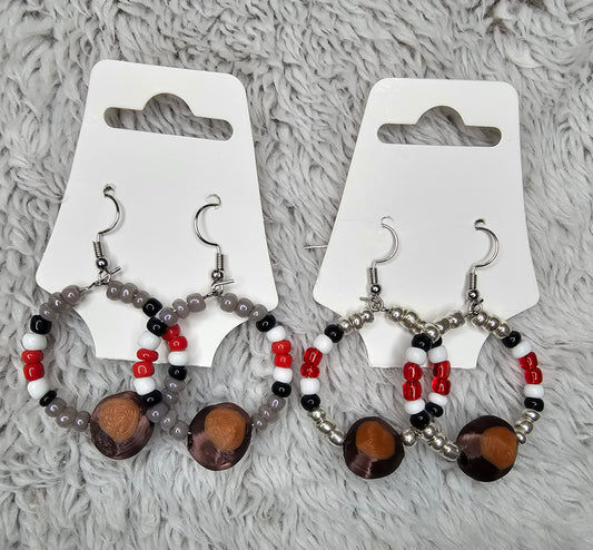 1" Hoop Helmet Stripe Earring