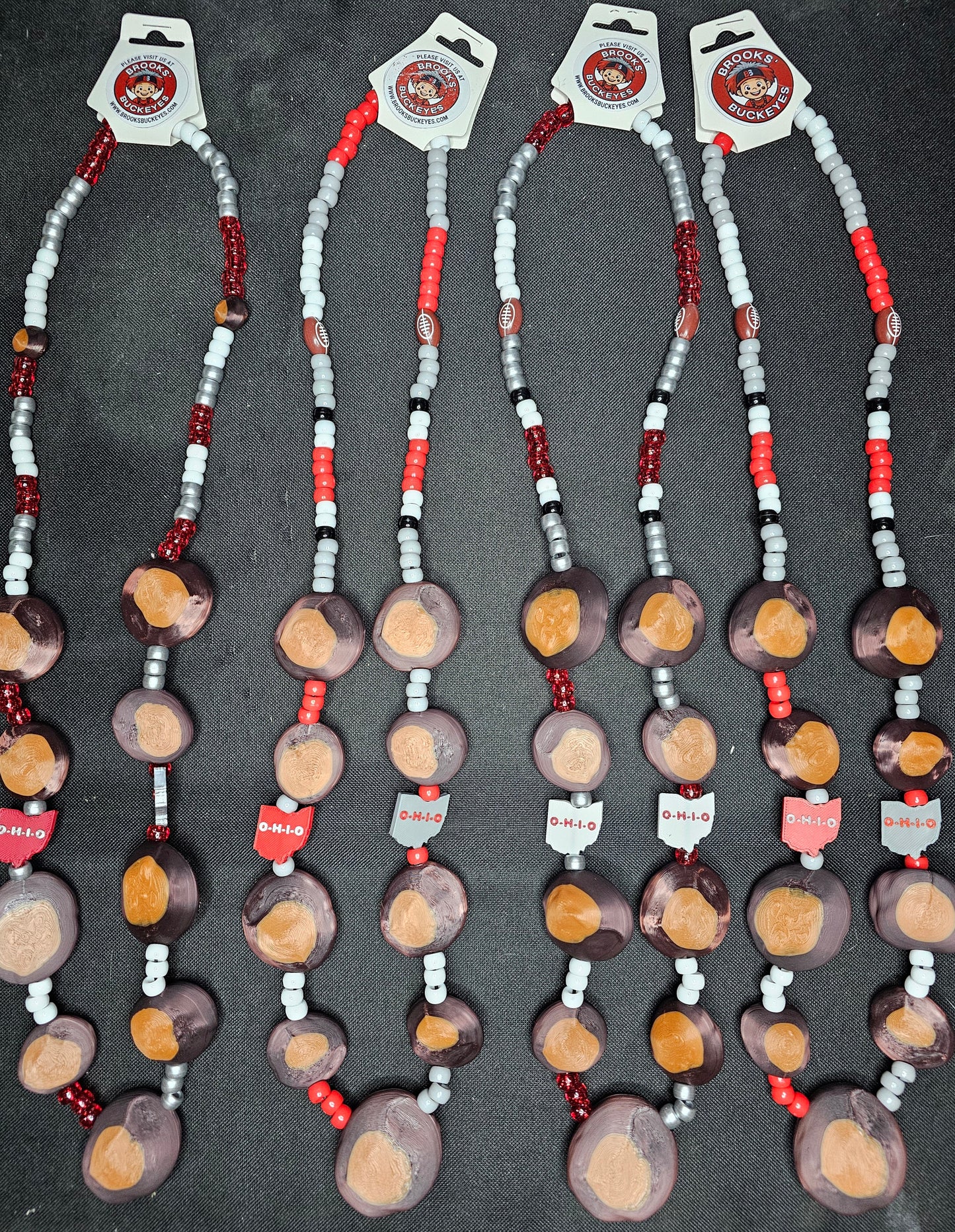 Buckeye Necklace 4-Pack (Lightweight, 3D Printed) (SHIPS FREE)